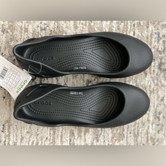 New Crocs Kadee Ballet Flats Size 7 Black Slip On Shoes Comfort Loafer - Picture 2 of 8